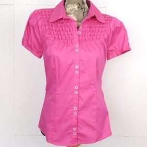 Kenar Pink Button Up Sz S Crystal Buttons